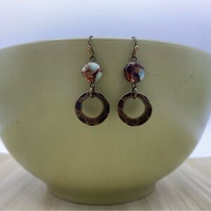 Handmade Brass Jasper Earrings French Hooks Boho Dangle Drop Stocking Stuffer